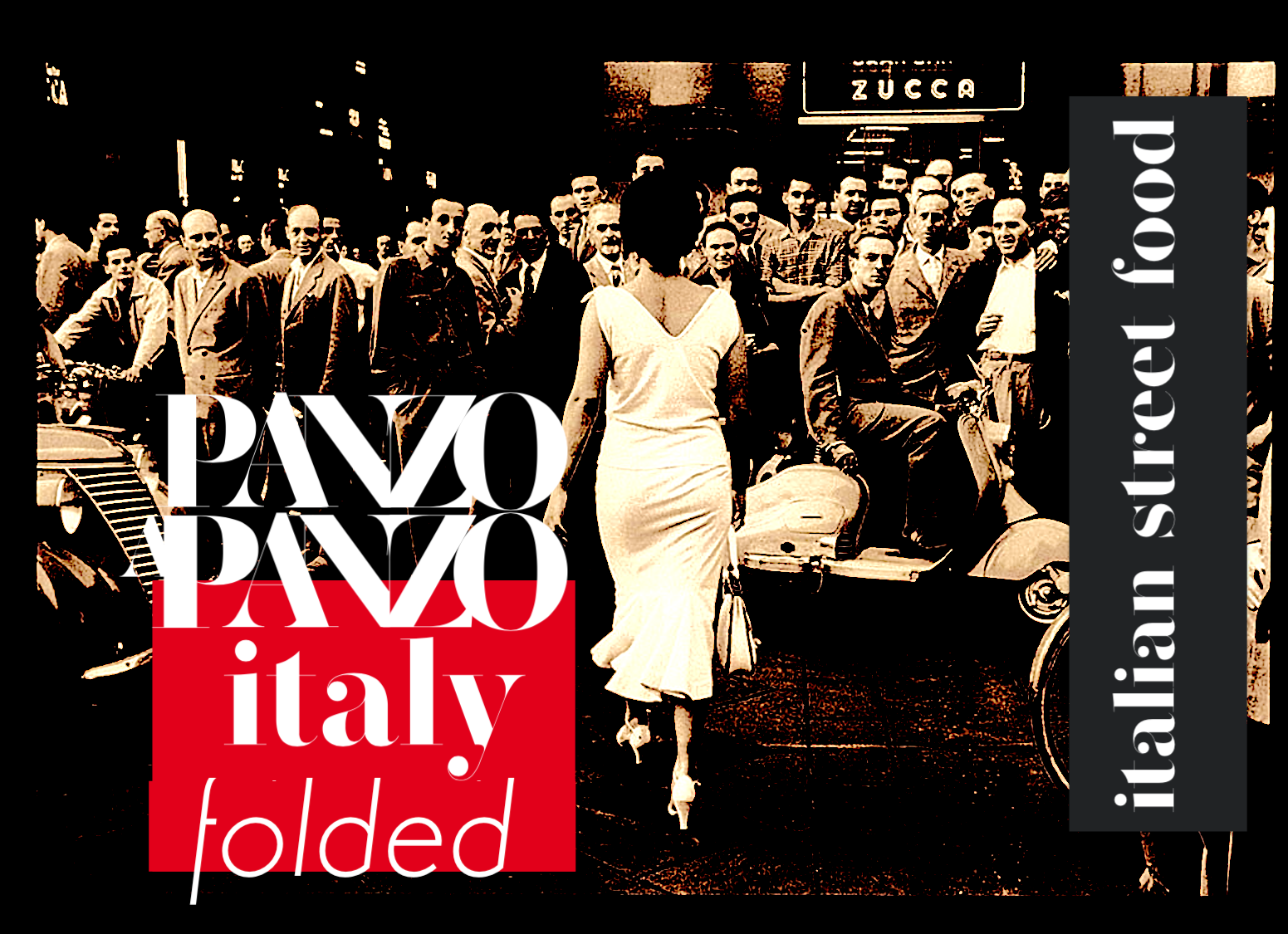 A historic Roman street scene with Panzo Panzo branding
